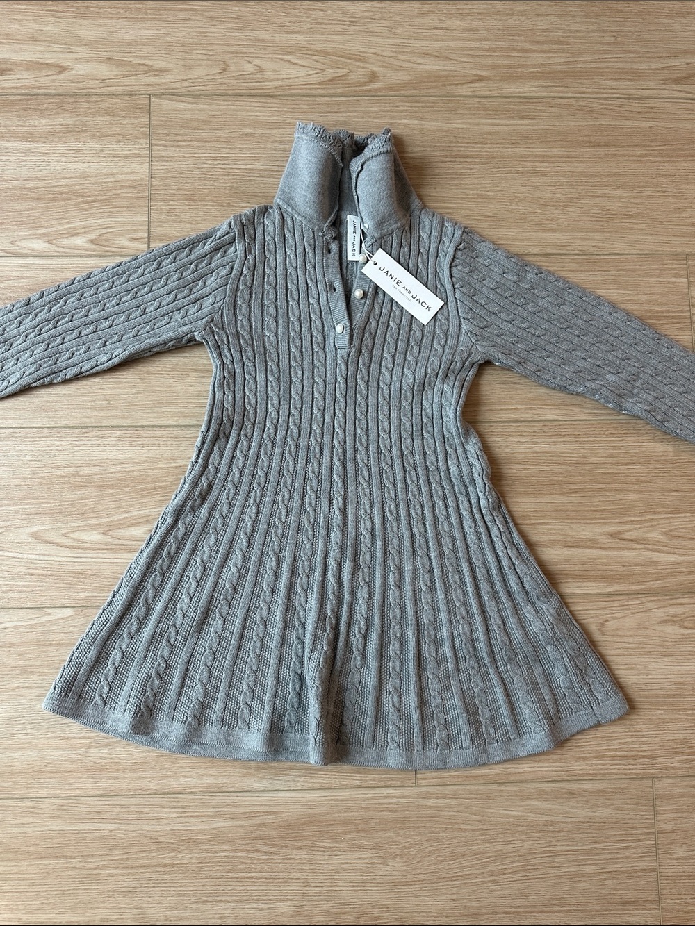 Janie and Jack Gray Cable Knit Turtleneck Dress